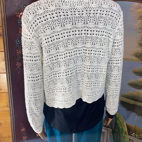 White Crochet Lace Long Sleeve Crop Top 2X NWOT - Picture 2 of 8